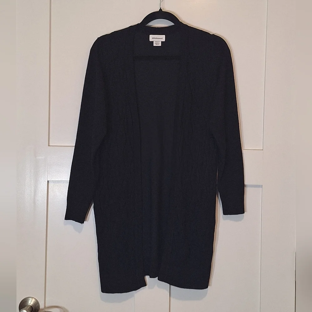 Stitchcount Black Open Front Knit Cardigan With Stretch Size Medium